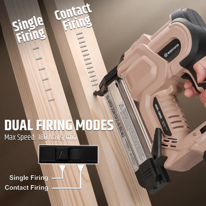 18 Gauge Cordless 2-in-1 Brad Nailer & Stapler Kit, 20V 2.0Ah Battery & Charger Included, 3/4"-2" Nails & 3/4"–1-9/16" Staples, Depth Adjustment, Dual Firing Modes, LED Light, 400 Fasteners Included