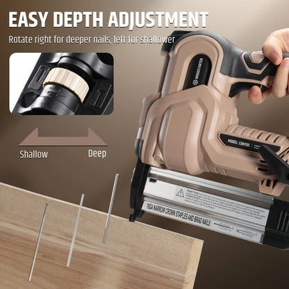 18 Gauge Cordless 2-in-1 Brad Nailer & Stapler Kit, 20V 2.0Ah Battery & Charger Included, 3/4"-2" Nails & 3/4"–1-9/16" Staples, Depth Adjustment, Dual Firing Modes, LED Light, 400 Fasteners Included