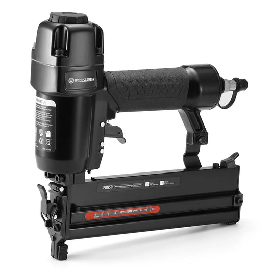 Pneumatic Brad Nailer, 18 Gauge 2 in 1 Air Brad Nail Gun and Staple Gun, compatible with 2-Inch Brad Nails and Crown 1-1/2 inch Staples, for Upholstery, DIY Project, Woodworking