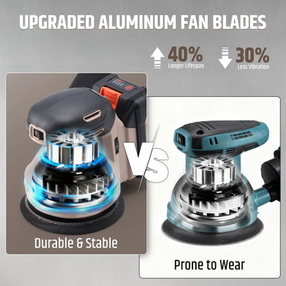 5 inch Cordless Random Orbital Sander, Brushless 6-Speed 6000–12000 RPM, Compatible with Makita Batteries,Electric Palm Orbital Sander for Sanding, Includes Dust Bag & 12PCS Sandpapers