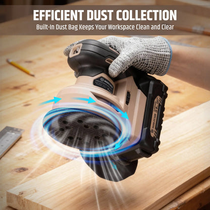 5 inch Cordless Random Orbital Sander, Brushless 6-Speed 6000–12000 RPM, Compatible with Makita Batteries,Electric Palm Orbital Sander for Sanding, Includes Dust Bag & 12PCS Sandpapers