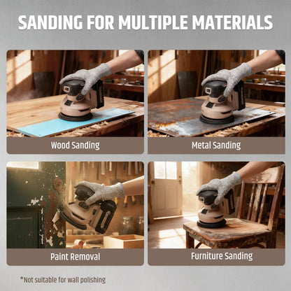 5 inch Cordless Random Orbital Sander, Brushless 6-Speed 6000–12000 RPM, Compatible with Makita Batteries,Electric Palm Orbital Sander for Sanding, Includes Dust Bag & 12PCS Sandpapers