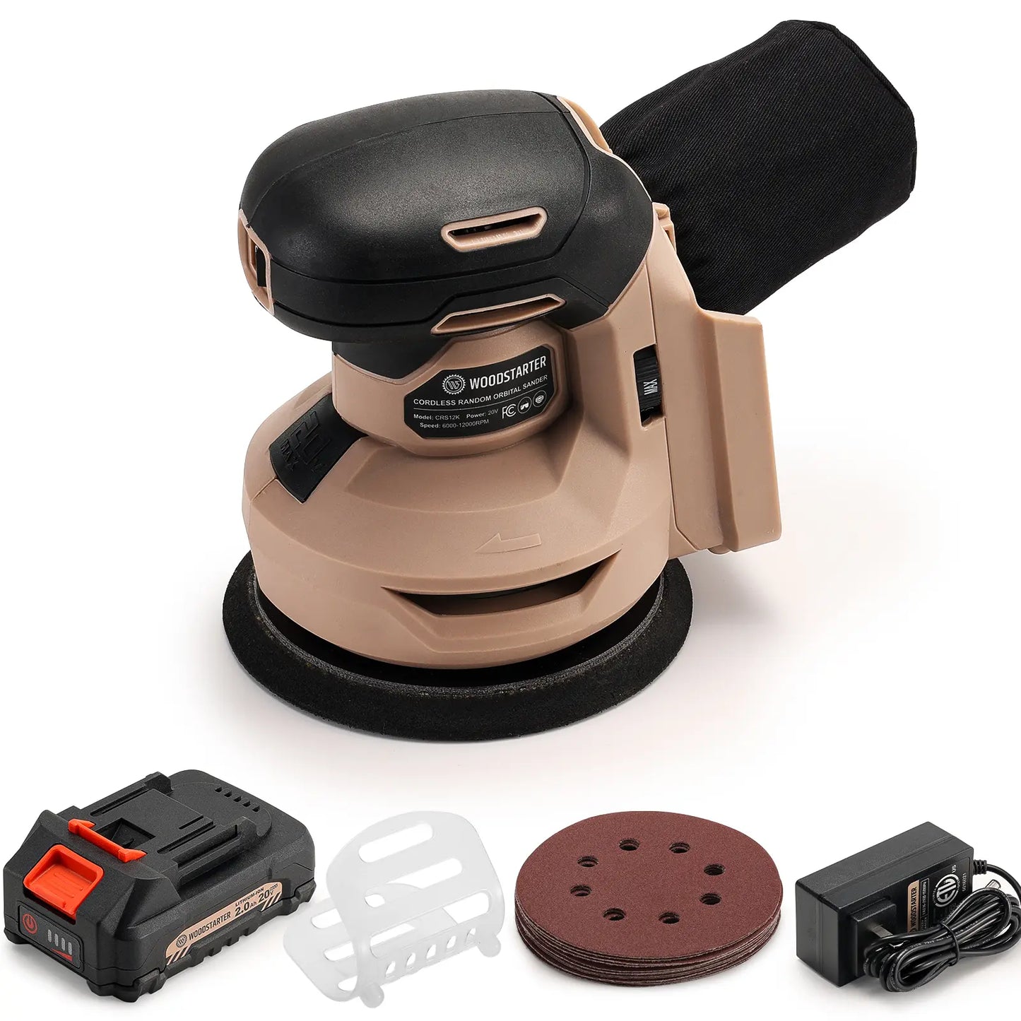 5 inch Cordless Random Orbital Sander, Brushless 6-Speed 6000–12000 RPM, Compatible with Makita Batteries,Electric Palm Orbital Sander for Sanding, Includes Dust Bag & 12PCS Sandpapers