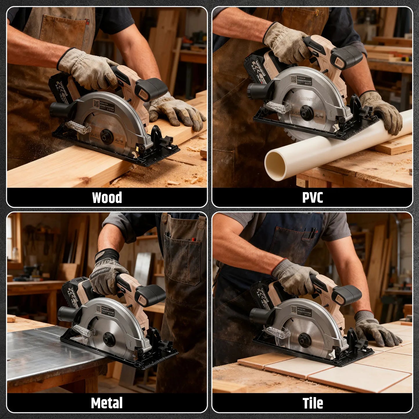 Cordless Circular Saw, 7-1/4" Electric Circular Saws with 5000RPM Brushless Motor, 45° Bevel Cutting, Max Depth 2-1/2", LED Light, Carpentry Tool for Precision Cutting