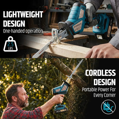 Cordless Reciprocating Saw, 3500 SPM Electric Saw with Brushless Motor & 4 Saw Blades, Tool‑Free Blade Change, Portable for Wood & PVC Cutting, Compatible Makita Battery