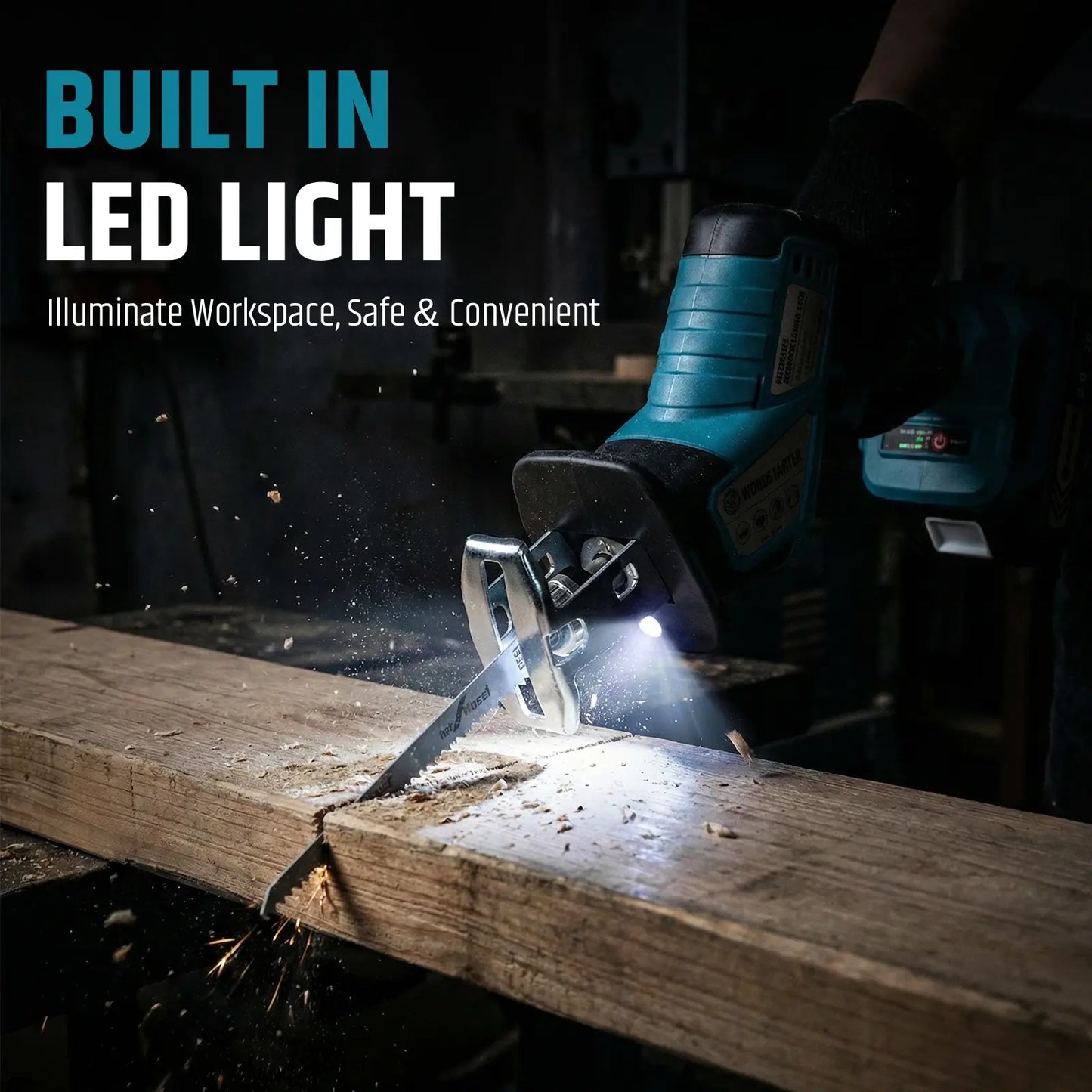 Cordless Reciprocating Saw, 3500 SPM Electric Saw with Brushless Motor & 4 Saw Blades, Tool‑Free Blade Change, Portable for Wood & PVC Cutting, Compatible Makita Battery