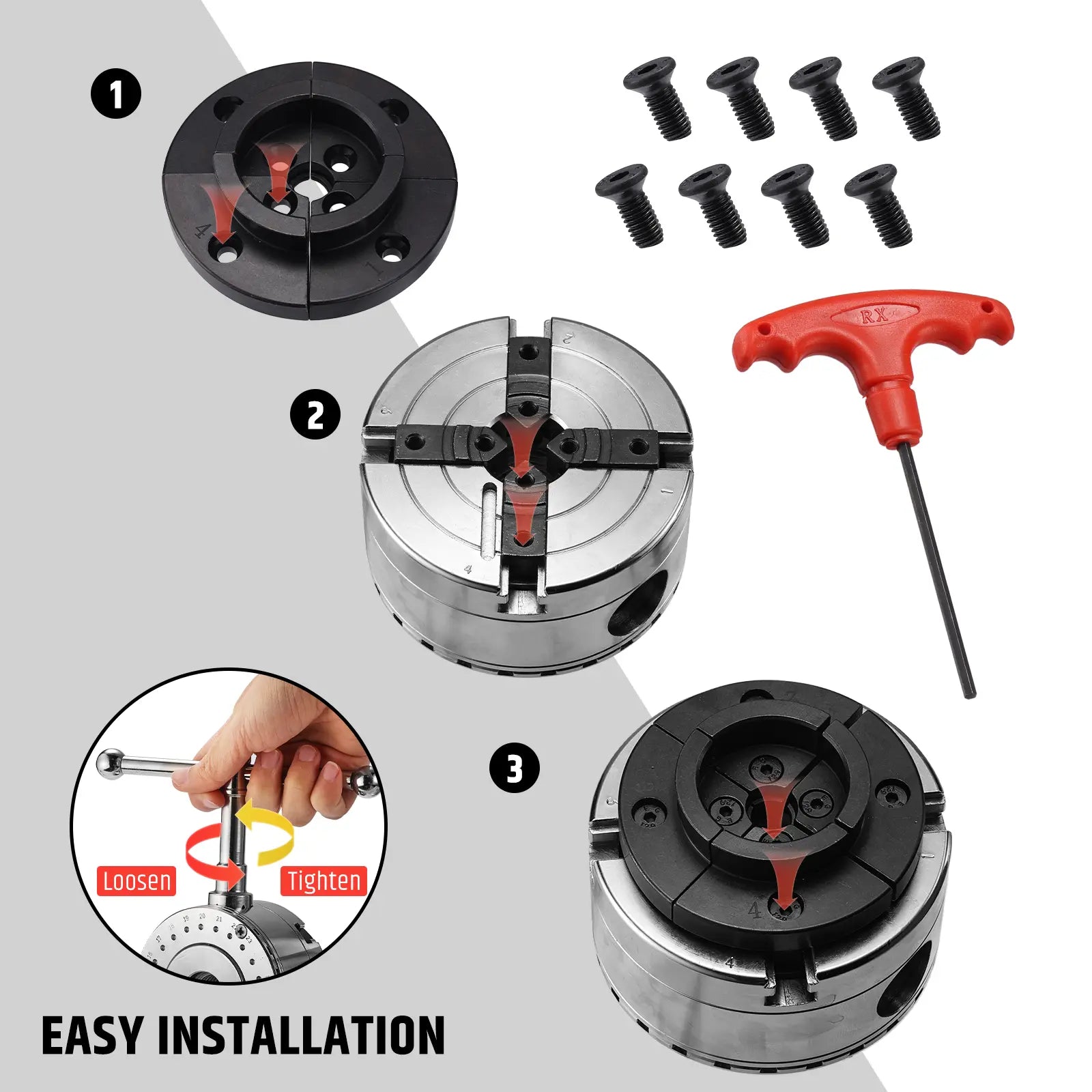 WOODSTARTER Lathe Chuck Set, 3.75" Lathe Chucks For