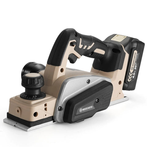 Cordless Electric Hand Planer, 15000RPM Brushless Motor, 3-1/4 Inch Planing Width,20V 4.0Ah Battery, Charger, Edge Guide & Dust Bag Included, Ideal for Wood Chamfer & Smooth Finish.