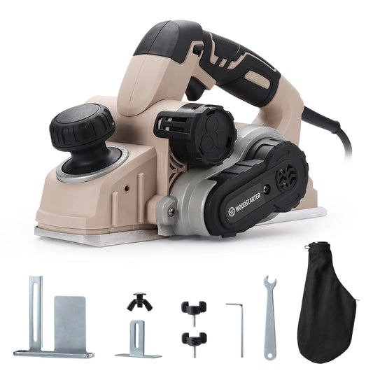 Corded Electric Hand Planer, 7.7 AMP 15000 RPM Power Wood Planer with Edge Guide and Dust Bag, 3-1/4 Inch Planing Width, for Wood Chamfer DIY, Smooth Finish Carpentry