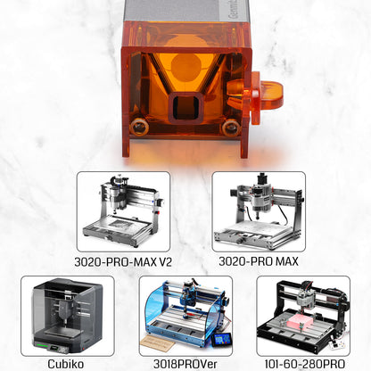 CNC machine with various models displayed on a white background