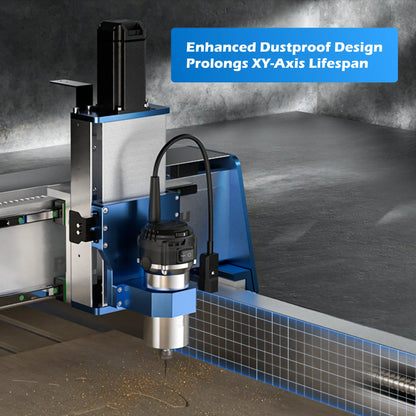 CNC machine with enhanced dustproof design feature highlighted