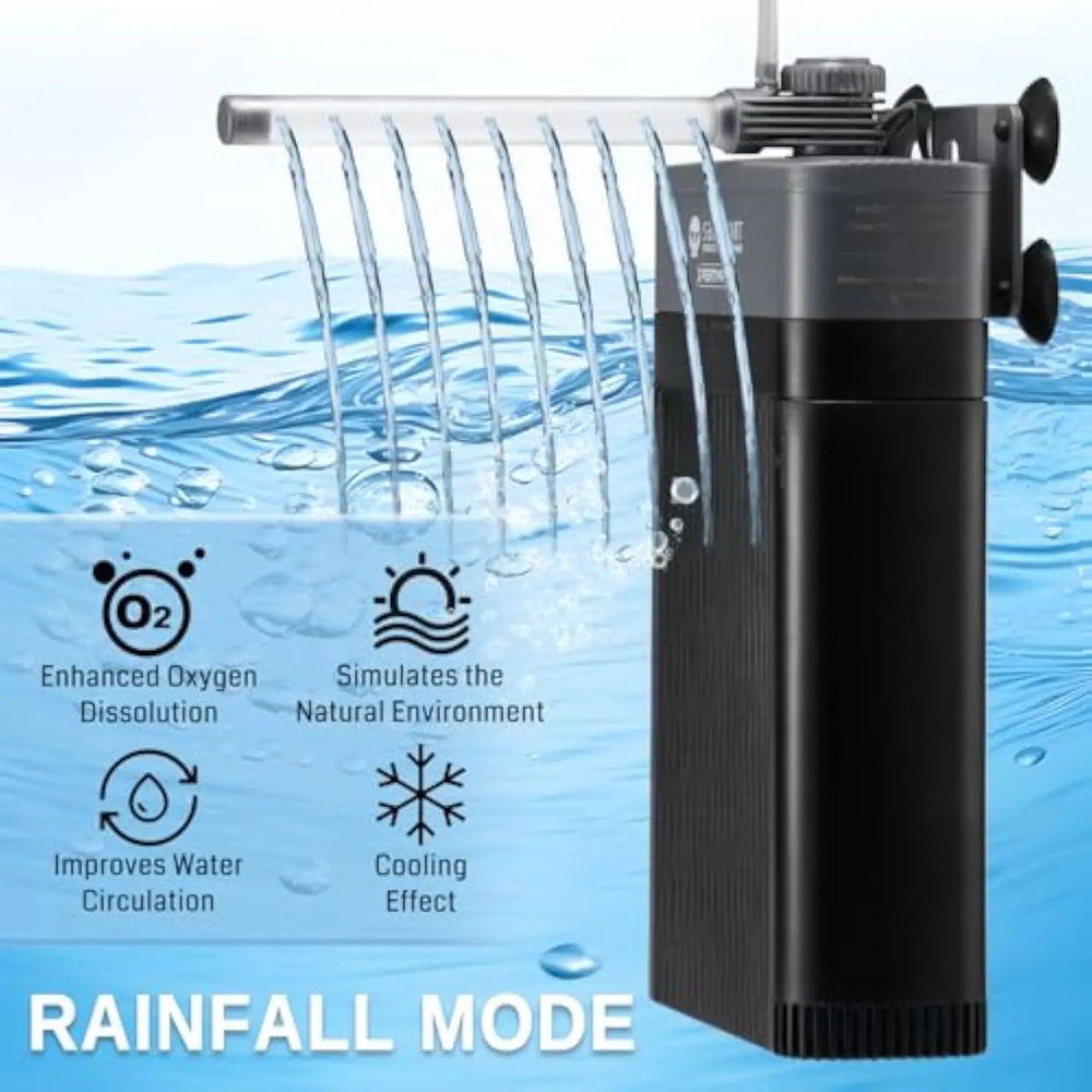 XpertMatic UV Aquarium Filter for 20-50 Gallon Fish Tank, 220GPH Fish Tank Filter with Separate Triple Filtration UV Light Sterilization Zones