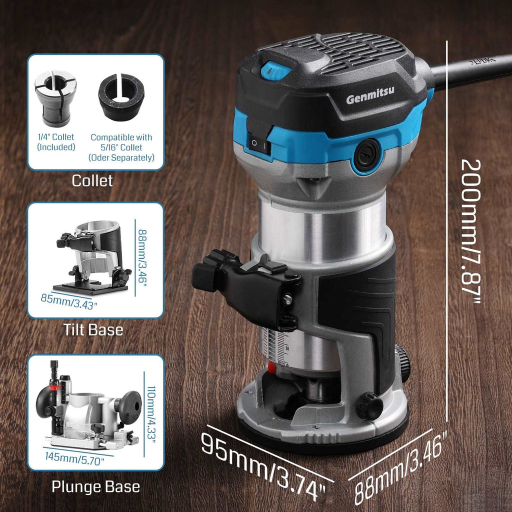 Small Router Trimmer 1-1.25 HP, Φ65mm Palm Trimmer Router, Compact Router Wood Tool With Fi ...