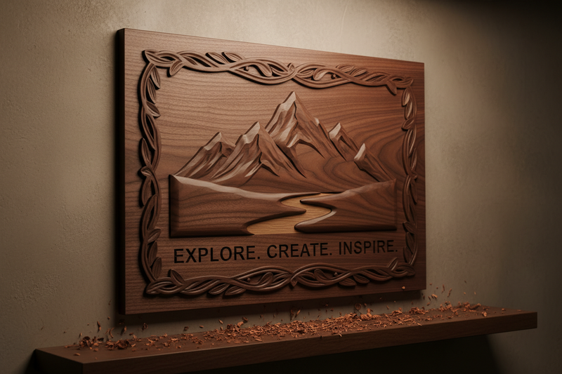 Walnut 3D Relief Sign