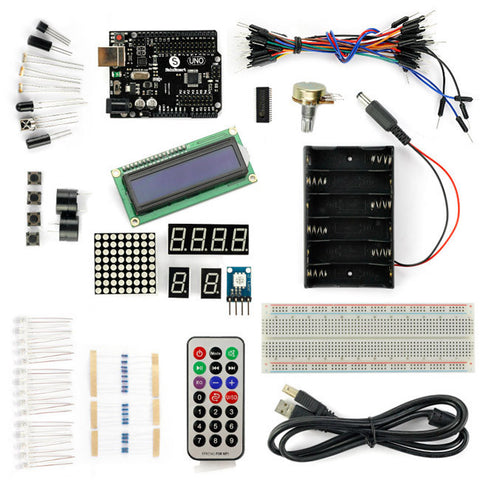 [Discontinued] SainSmart UNO R3+1602LCD Starter Kit with 17 Basic Arduino Projects