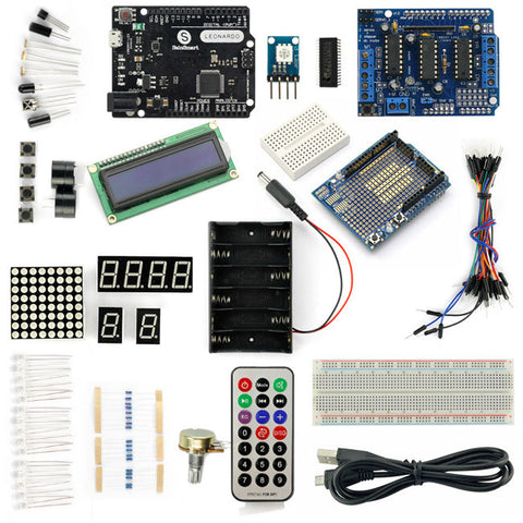 [Discontinued] SainSmart Leonardo R3+L293D Motor Drive Shield Starter Kit With Basic Arduino Projects