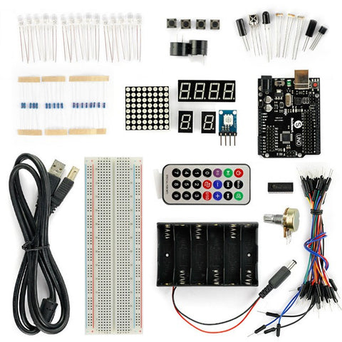 [Discontinued] SainSmart UNO R3 MEGA328P-AU SMD Starter Kit with 16 Basic Arduino Tutorial Projects for Beginner