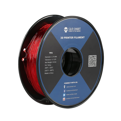 Red, Flexible TPU Filament 1.75mm 0.8kg/1.76lb –