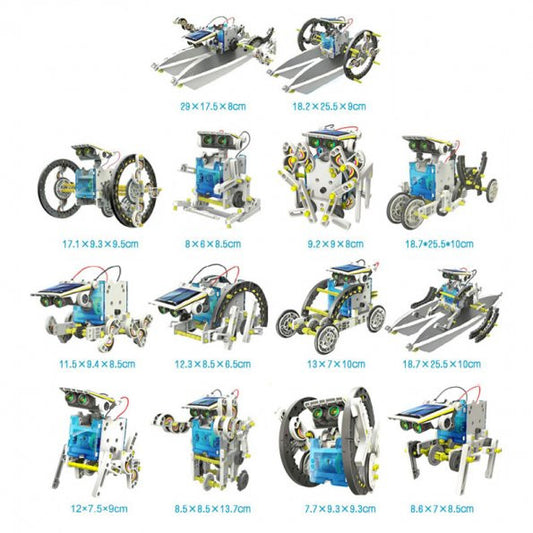 [Discontinued] SainSmart Jr.Creative DIY Assemble 14 in 1 Educational Solar Transformers Robot Kit Toy Christmas Gift