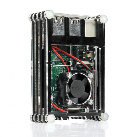 [Discontinued] SainSmart Black Slices Case + 1x Cooling Fan for Raspberry Pi 2 B Raspberry Pi 3