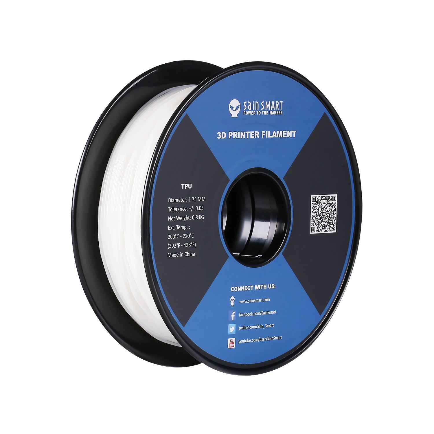 White Flexible TPU Filament 1.75mm