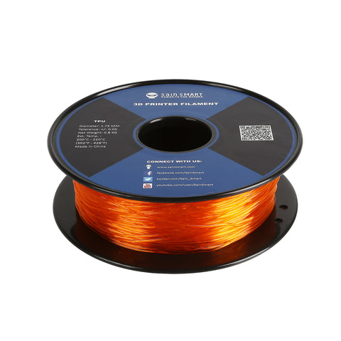 Orange, Flexible TPU Filament 1.75mm 0.8kg/1.76lb