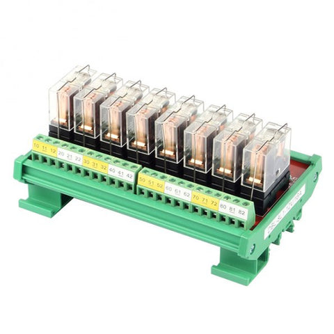 [Discontinued] SainSmart DIN Rail Mount 8 SPDT 16A Power Relay Interface Module DC 12V OMRON GBL-8L1-12V Relay