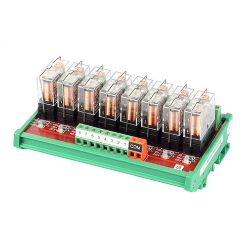 [Discontinued] SainSmart DIN Rail Mount 8 SPDT 16A Power Relay Interface Module DC 12V OMRON GBL-8L1-12V Relay
