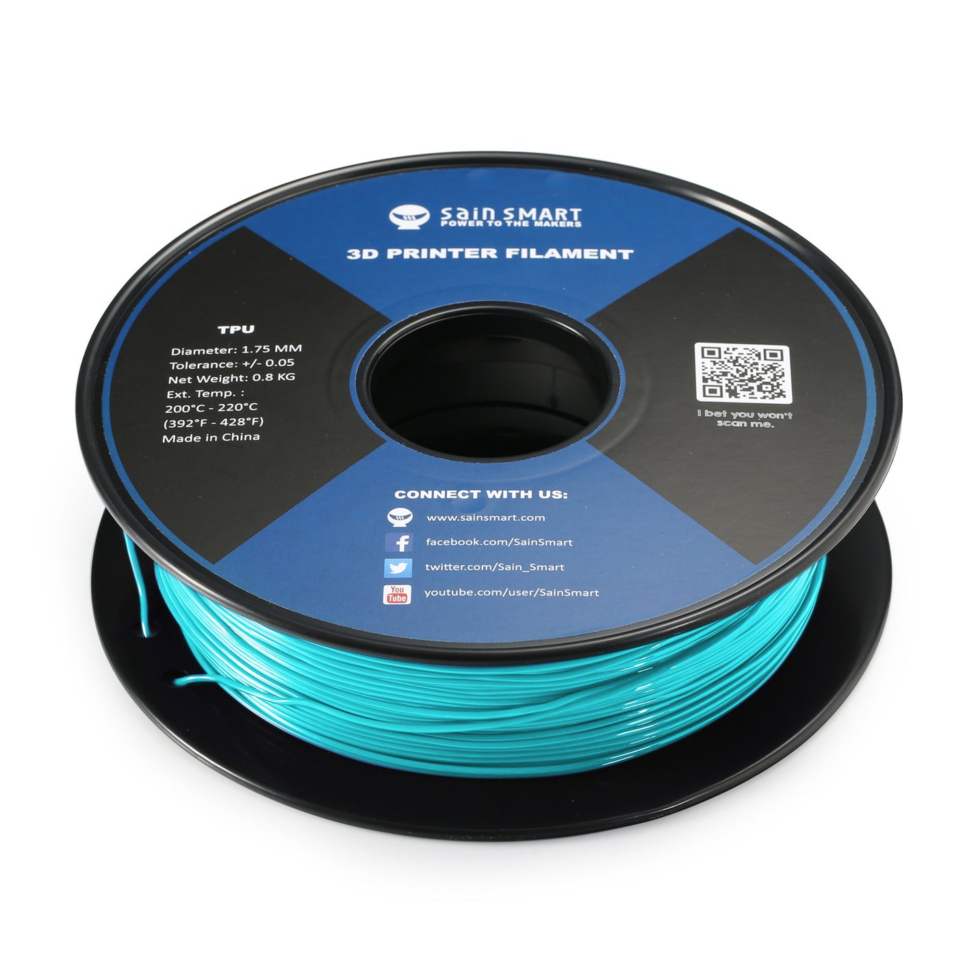 Neon Cyan, Cyberpunk Color TPU Filament 1.75mm 0.8kg/1.76lb โ SainSmart.com