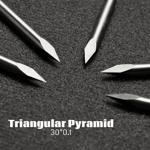 TR10 Series, Triangular V-Bit, 0.1mm, 1/8'' Shank, 10Pcs CNC Router Bits