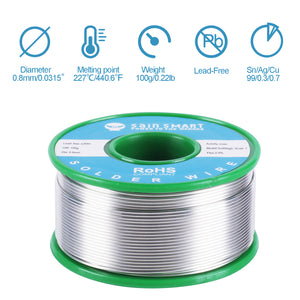 SainSmart Lead Free Solder Wire | 0.8mm 100g | Sn99 Cu0.7 Ag0.3