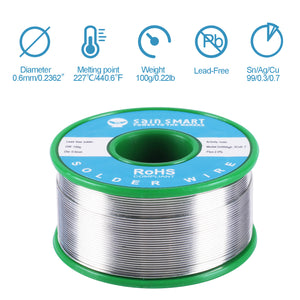 SainSmart Lead Free Solder Wire | 0.6mm 100g | Sn99 Cu0.7 Ag0.3