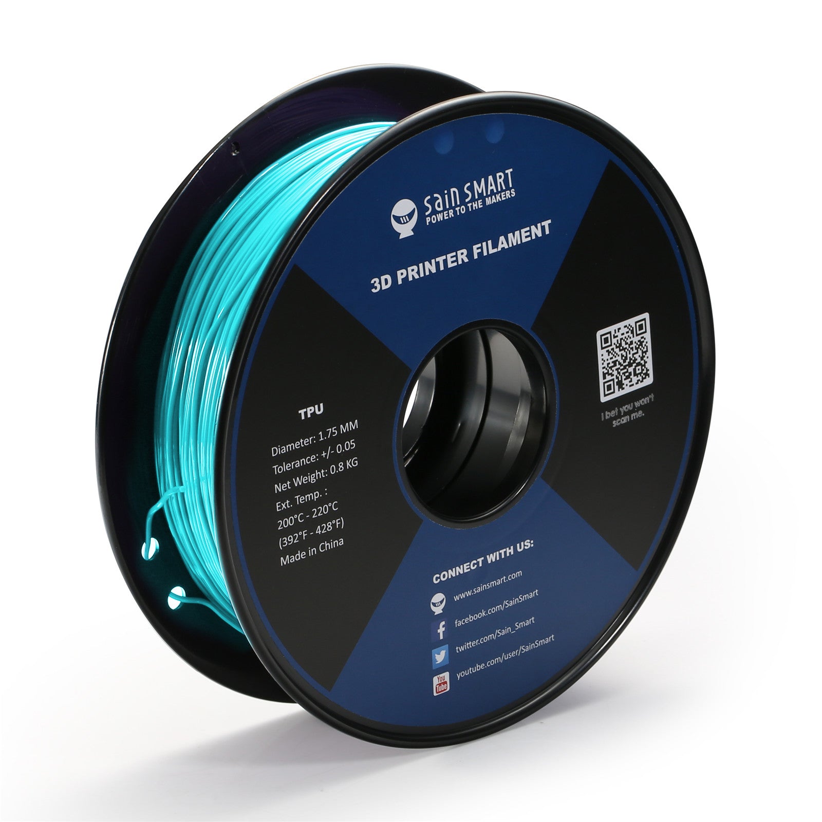Neon Cyan, Cyberpunk Color TPU Filament 1.75mm 0.8kg/1.76lb โ SainSmart.com
