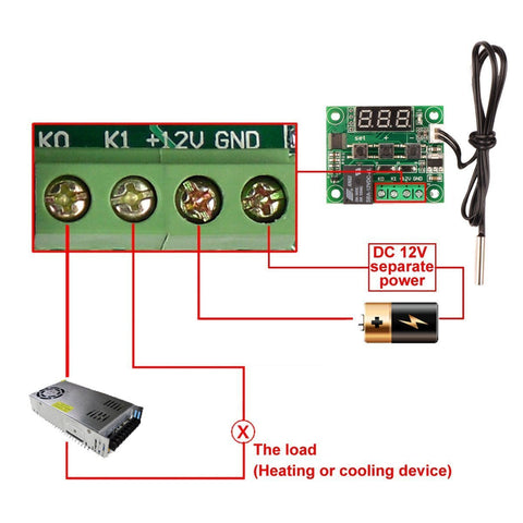 50°C to 110°C Thermostat - 12V - with VKS-W1209 Temperature