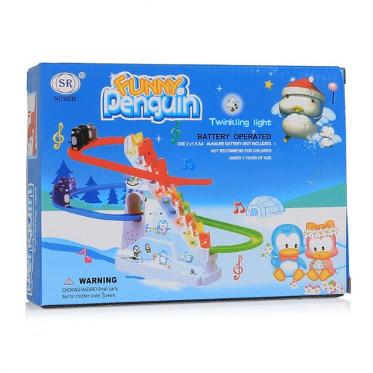 [Discontinued] SainSmart Jr. Electric Small Dolphins Music Track Penguins Stair Climbing Toy