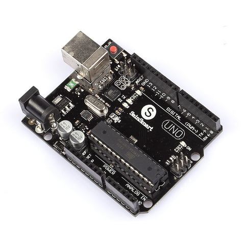 [Discontinued] SainSmart UNO R3 ATmega328P Development Board + USB Cable + Black Transparent Hard Case Enclosure, Compatible With Arduino