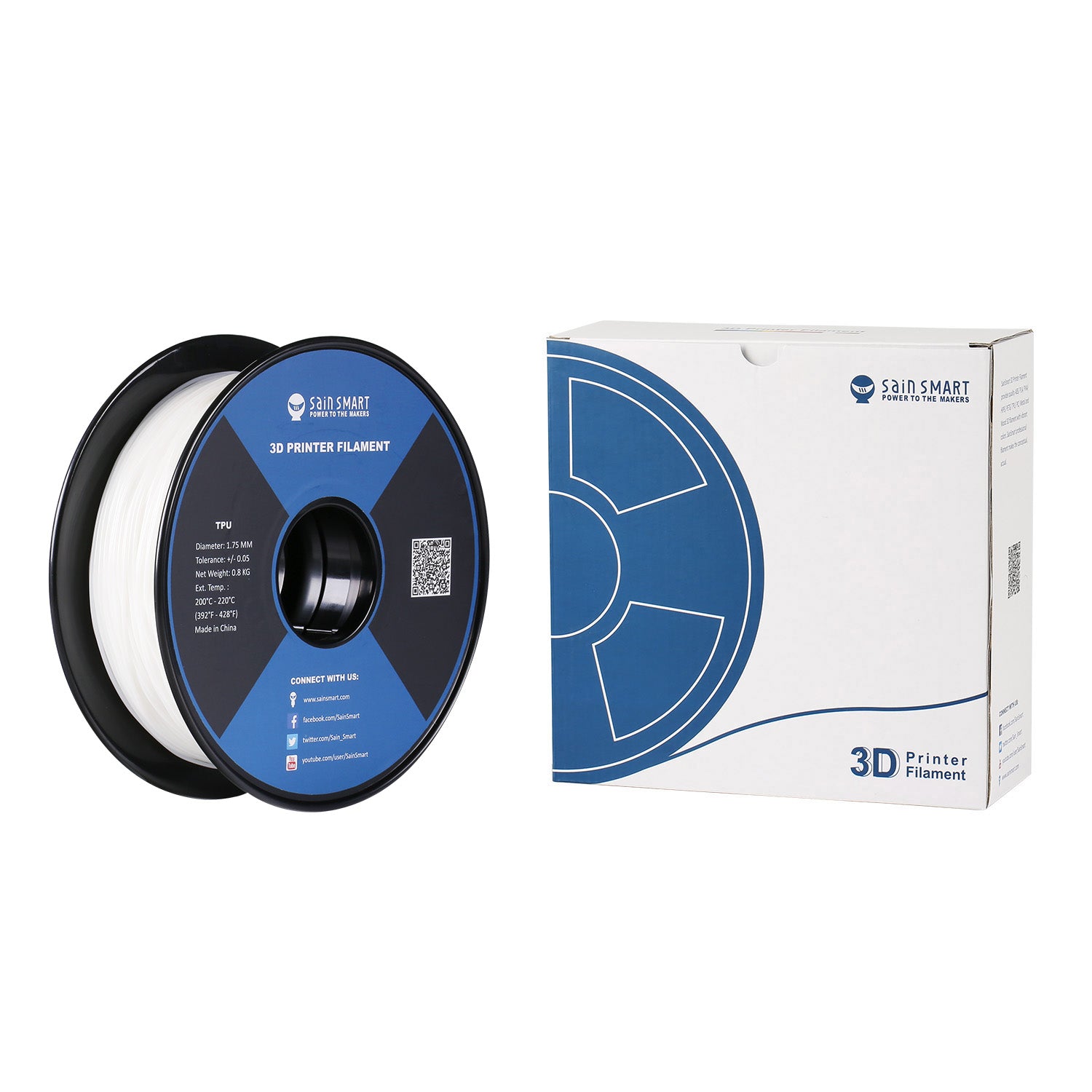 White Flexible TPU Filament 1.75mm - Thumbnail 2