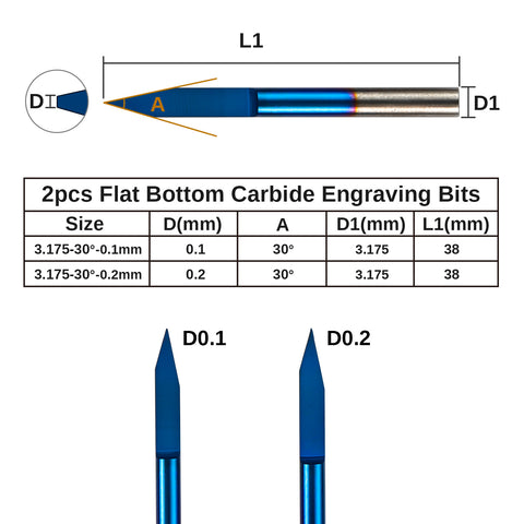 EM10A, 1/8" Shank, Micro-Cutting Diameter End Mills Bit Set, 10-PCS