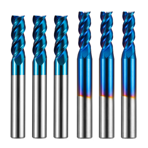 SN06A, 1/4’’ Shank, 3-Flute, 5 & 6mm Cutting, 6 Pcs End Mill for Aluminum Applications