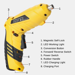 Rechargeable Cordless Electric Screwdriver, 1/4