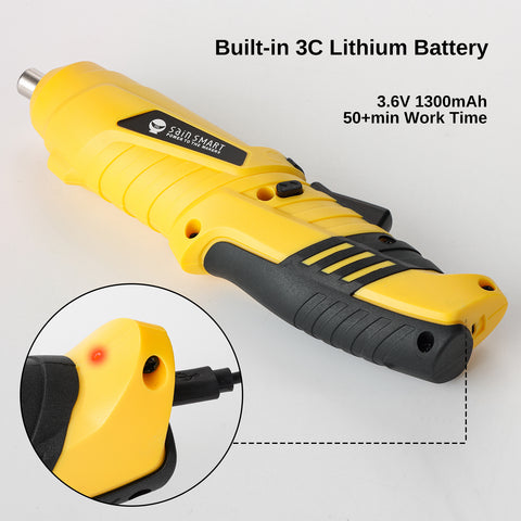 Rechargeable Cordless Electric Screwdriver, 1/4" Hex Chuck