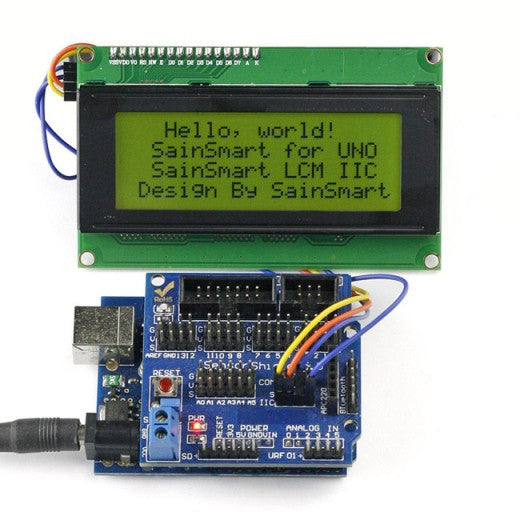 [Discontinued] UNO + Sensor V5 + LCD2004 Arduino UNO MEGA R3 Mega2560 Duemilanove Nano Robot