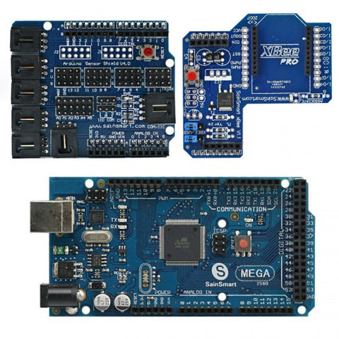 [Discontinued] SainSmart MEGA, ATmega2560 + SainSmart Sensor Shield V4 + SainSmart XBee Shield For Arduino