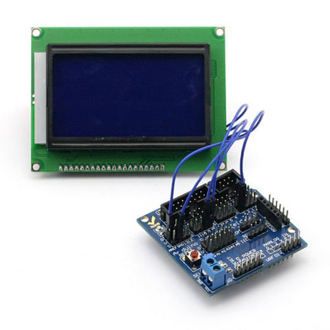[Discontinued] SainSmart 12864 Graphic Blue LCD + Sensor Shield V5 for Arduino UNO MEGA R3 ATMEL AVR