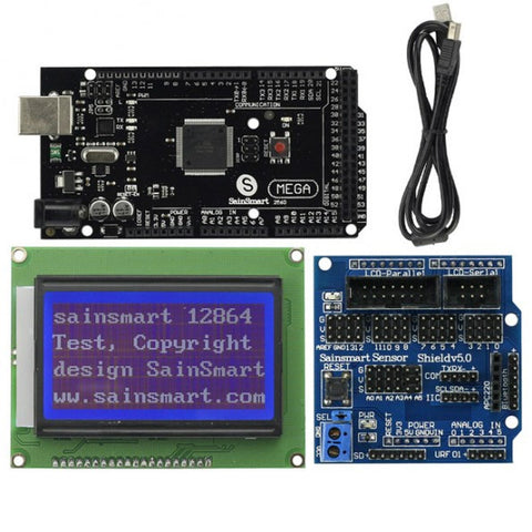 [Discontinued] SainSmart Mega2560 R3+12864 LCD+Sensor Shield V5 Kit For Arduino AVR ATmega8U2
