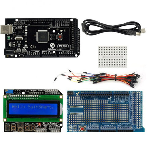 [Discontinued] SainSmart Mega2560 R3+1602 LCD Keypad Shield+Prototype Shield V3 Kit For ATMEL ATMEGA8U2 AVR