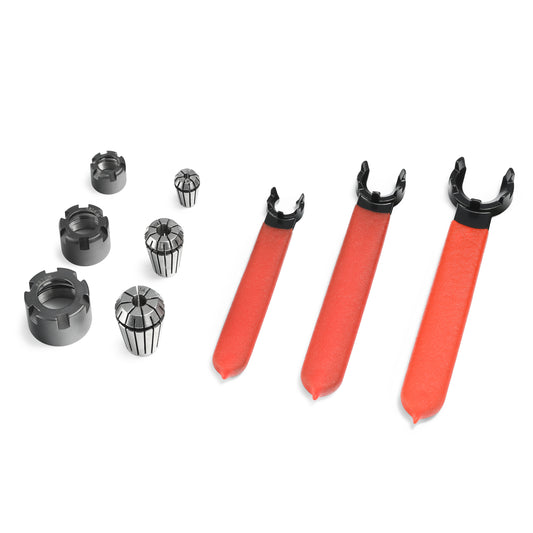 CW03, 1/8", 1/4" CNC Router Bits Collet Set, ER11-M, ER16-M, ER20-M