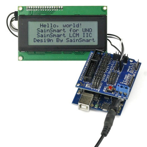 [Discontinued] SainSmart UNO + Sensor V5 + LCD2004 White for Arduino UNO MEGA R3 Mega2560 Duemilanove Nano Robot