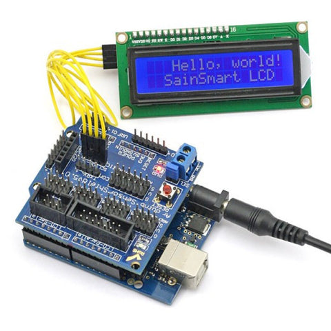 [Discontinued] SainSmart UNO + Sensor V5 + IIC LCD1602 Module Display For Arduino UNO MEGA R3