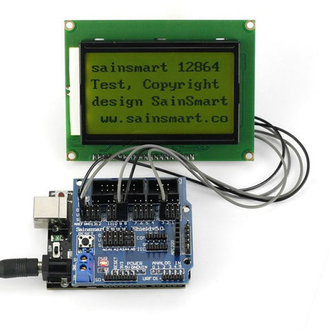 [Discontinued] SainSmart UNO R3+ Sensor V5 + LCD12864 Yellow for Arduino UNO MEGA R3 Mega2560 Duemilanove Nano Robot